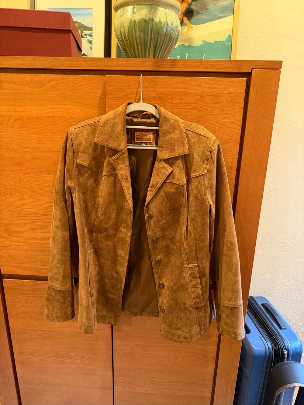 Esprit Suede Leather Jacket in Tan Brown